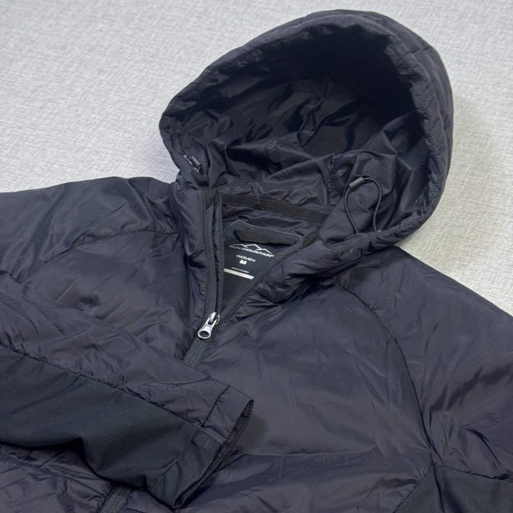 Sun Mountain Jacket Womens M Black Puffer Insulated Full Zip Taffeta Lined